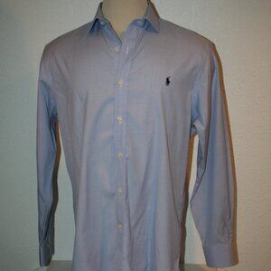 Polo Ralph Lauren Slim Fit Easy Care Blue Dress Shirt 17 34/35 Chest: 47" Pony